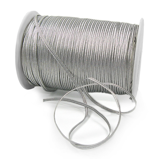 56170405200 Elastik-Flachkordel Premium, silber: 3mm breit / 200m-Rolle