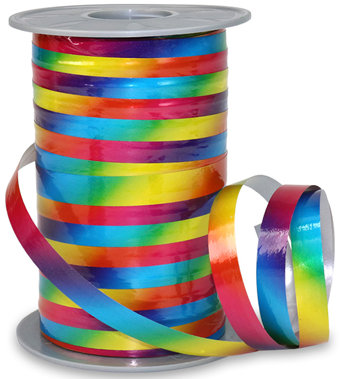 4259-099_1-Regenbogen Polyband "REGENBOGEN": 10 mm breit / 200m-Rolle
