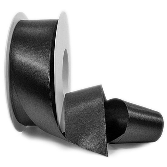 050-schwarz-38mm Satinband SINFINITY, schwarz: 38mm breit / 25m-Rolle, mit feiner Webkante.