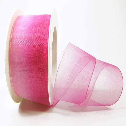 125023804 Organzaband-RAINBOW, rosa-pink: 38mm breit / 25m-Rolle