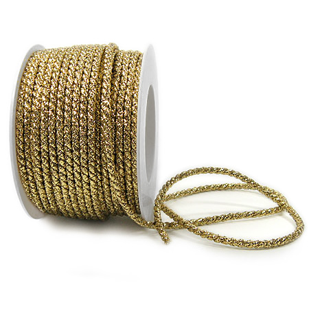 19504126 Lurex-Kordel: 4mm breit / 25m-Rolle, gold