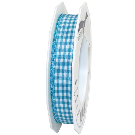 Vichy-Karoband, hellblau-weiss: 15mm breit / 20m-Rolle