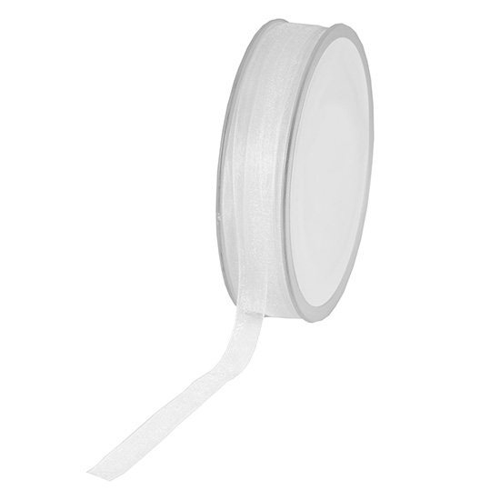 8OWE1701 Organzaband: 10mm breit / 50m-Rolle, weiss