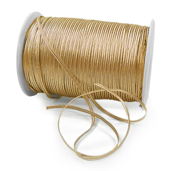 56170415200 Elastik-Flachkordel Premium, gold: 3mm breit / 200m-Rolle