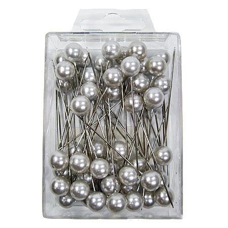 tempsilber-1353-21bjOuLXxfJ3LztdcYhBDhbPxfCp Perlkopf-Dekonadeln: 10mm Ø / 60mm lang, silber - 50 Stück-Box