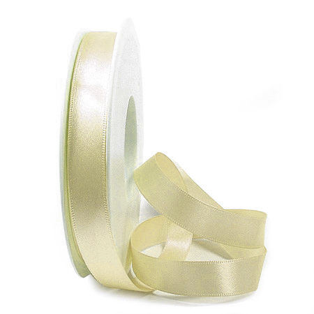 Satinband SINFINITY, creme: 15mm breit / 25m-Rolle, mit feiner Webkante.