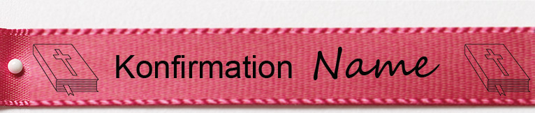 Beispiel Konfirmationsband, pink: 15mm breit / 25m-Rolle