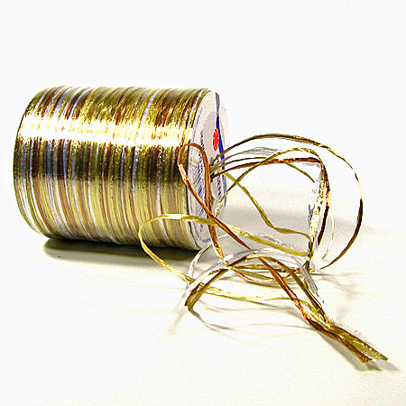 Raffia Pearl - Multi Bindebast, gold-bronze-kupfer-weiss - 50m-Rolle.