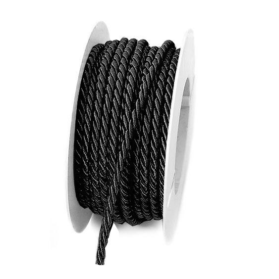 4mmschwarz-kordel Kordel, einfarbig gedreht: 4mm breit Ø / 25m-Rolle.