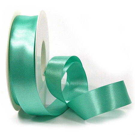 Satinband SINFINITY, türkis: 25mm breit / 25m-Rolle, mit feiner Webkante.