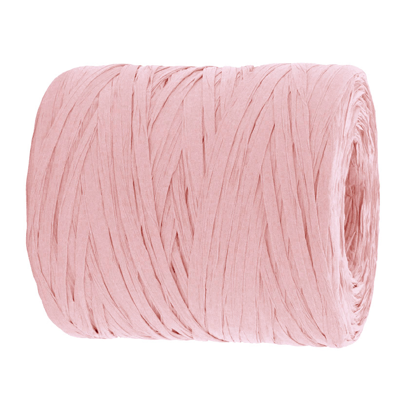 PAPER-RAFFIA-rosa-50-neu PAPER-Raffia-Bast, hellrosa: 5mm breit / 200m-Rolle
