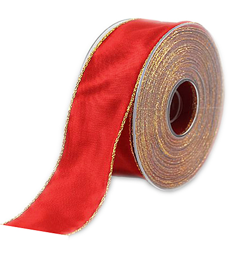 BASIC-Geschenkband: 40mm breit / 25m, rot-gold