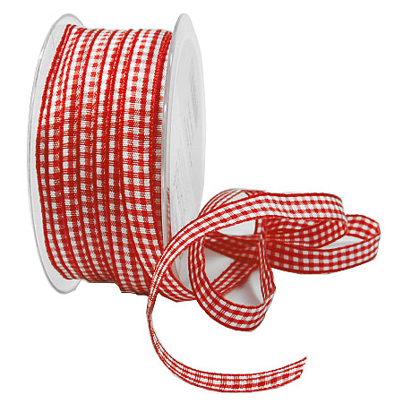 Landhauskaro-rot-weiss-10mm-breit Landhauskaro, rot-weiss: 10mm breit / 25m-Rolle