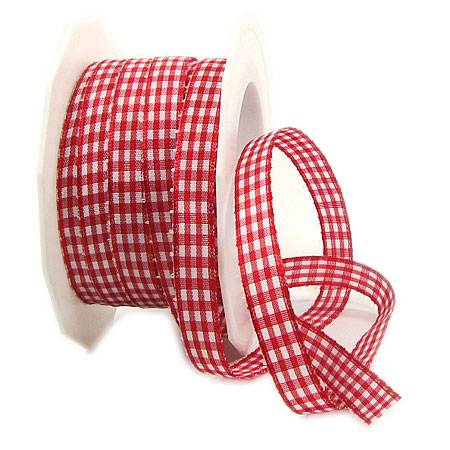 Vichy-karo-rot-weis-10mm-2 Vichy-Karoband, rot-weiss: 10mm breit / 20m-Rolle
