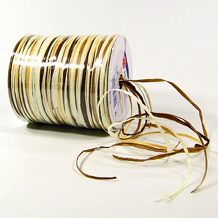 Raffia-MULTI-Bindebast, creme-hellbraun-dunkelbraun-weiss