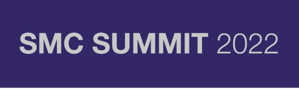 220114_Geschenkband_226x15_001 LOGO-Weiß-Druck, "SMC SUMMIT 2022"- Marineblau: 15mm / 25m, gem. eps.-Datei v. 20.01.22