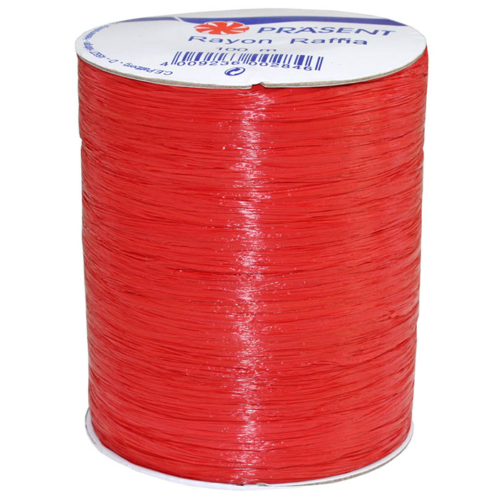 raffia-rot Raffia - RAYON, Bindebast: 5mm breit / 100m-Rolle, rot