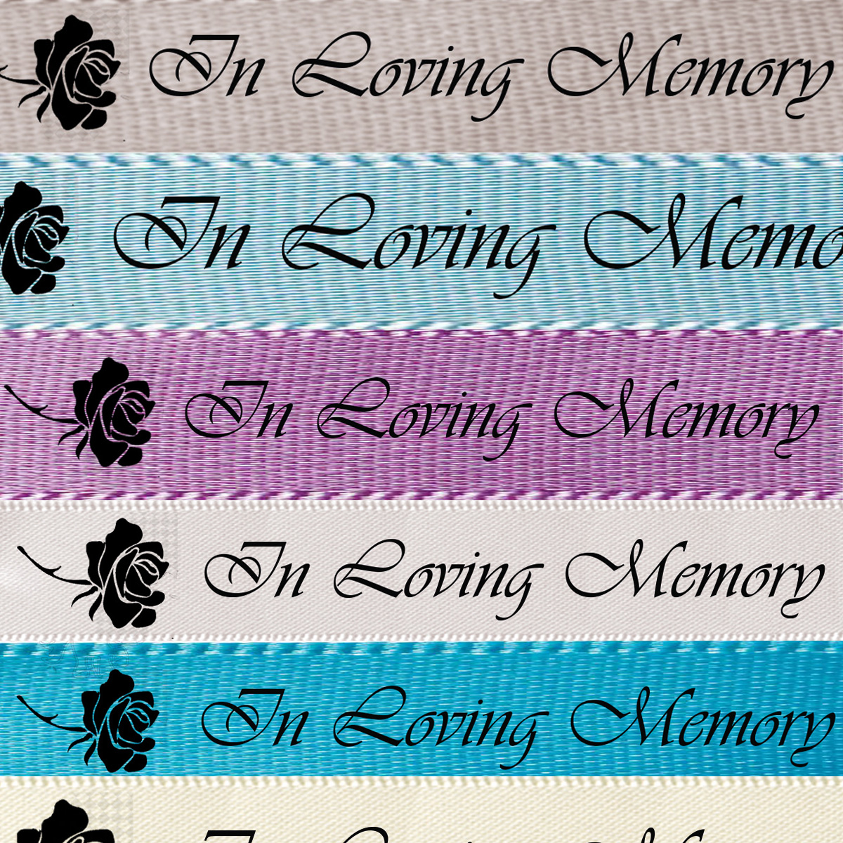 Satinband In Loving Memoriy - 25mm breit / 25m-Rolle