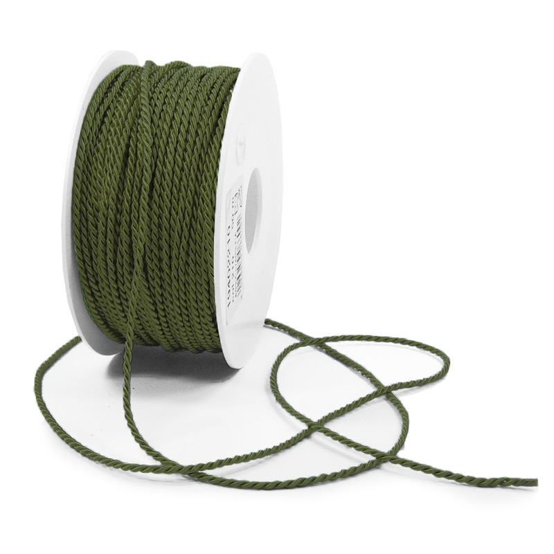 Kordel: 2mm breit / 50m-Rolle, moosgrün.