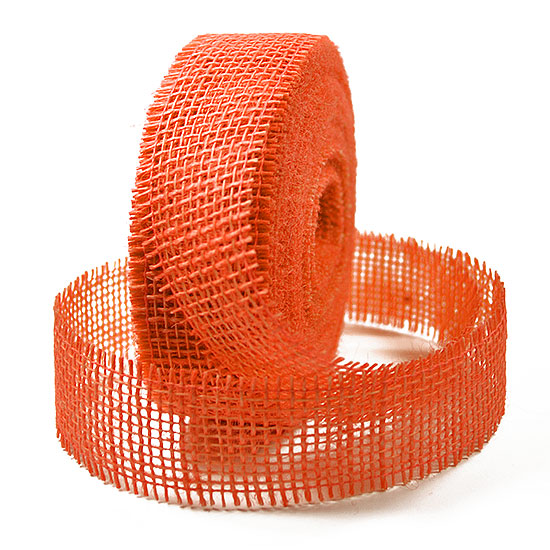 Juteband-Rupfenband, orange: 40mm breit / 20m-Rolle