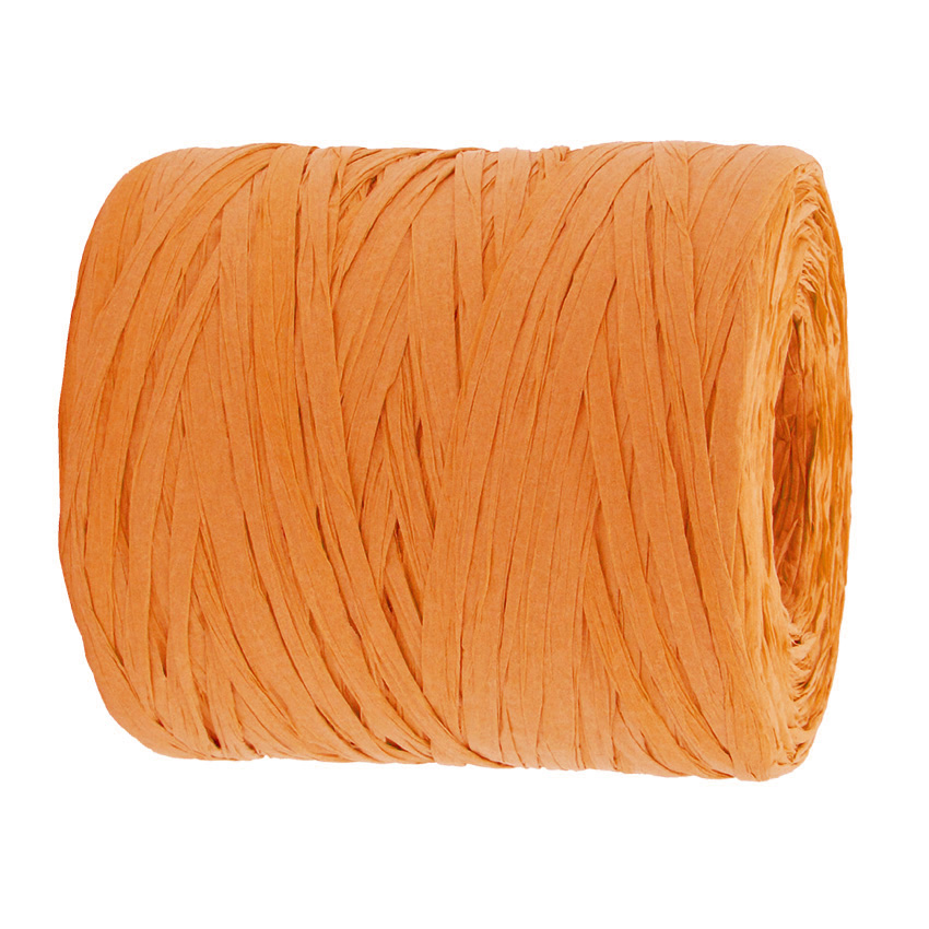 8RAF200-34-hellorange PAPER-Raffia-Bast, orange: 5mm breit / 200m-Rolle