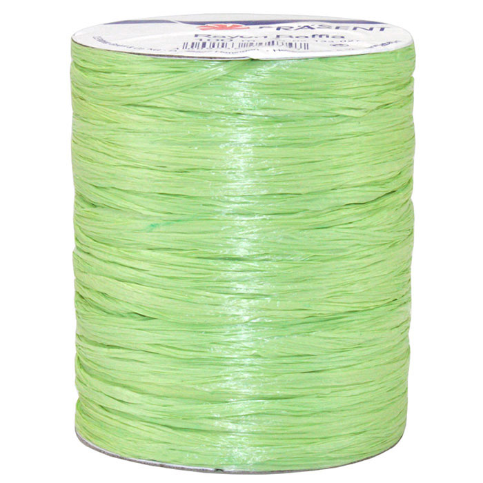 Raffia - RAYON, Bindebast: 10mm breit / 100m-Rolle, hellgrün