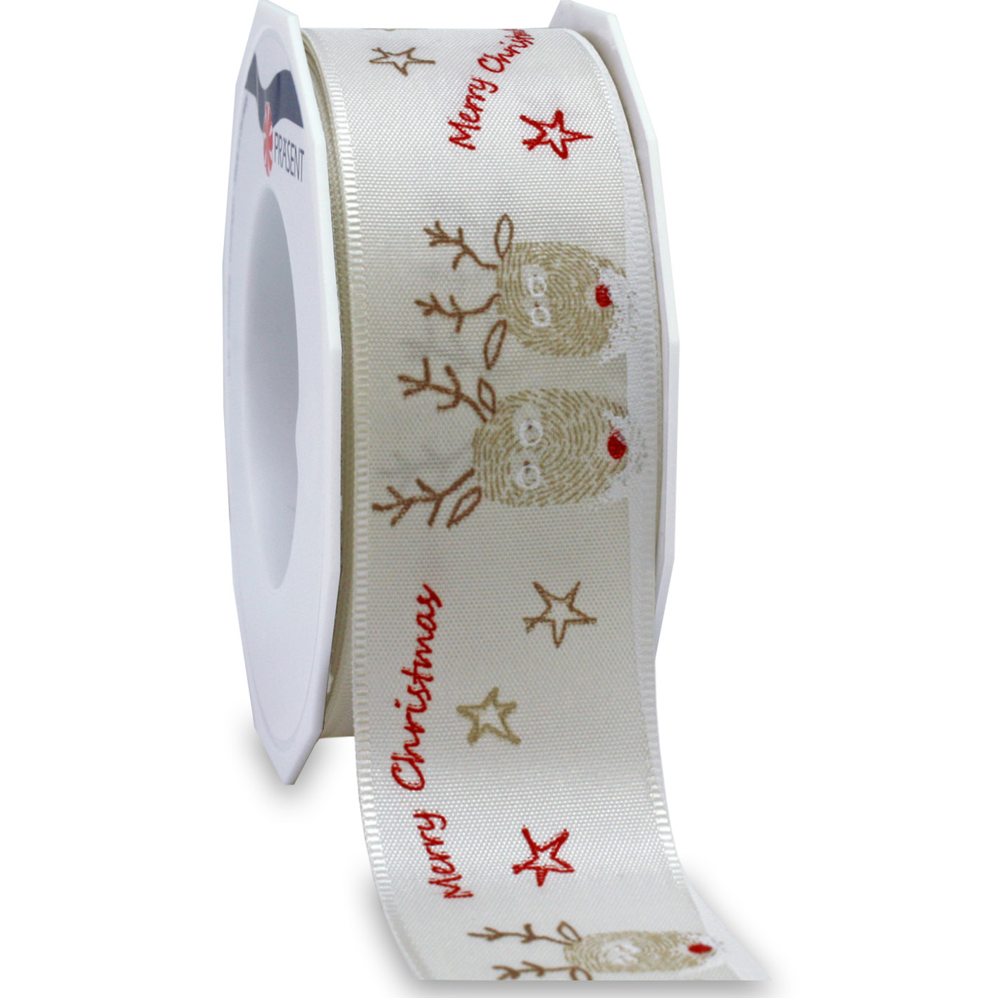 7254020804 Weihnachtsband-KOPENHAGEN: 40mm breit / 20m-Rolle, mit Webkante, CREME