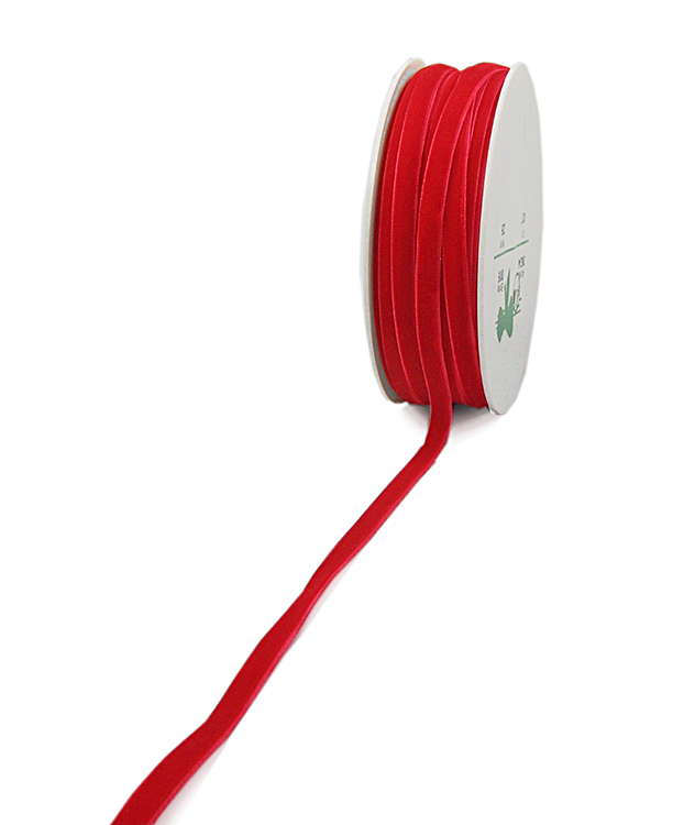 Samtband: 5mm breit / 25m-Rolle, rot.