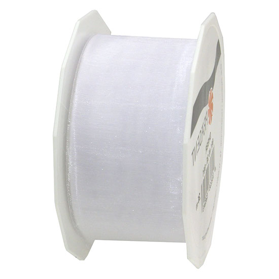 Organzaband-Sheer: 40mm breit / 25m-Rolle, weiß.