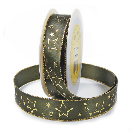 Weihnachtsband-GALAXY: 25 mm breit / 25 Meter, mit Lurex-Goldkante