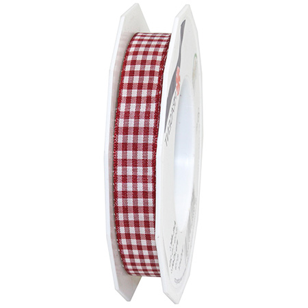 6191520619 Vichy-Karoband, bordeaux-creme: 15mm breit / 20m-Rolle