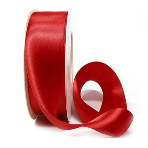 38mm-042-rot Satinband-SINFINITY, rot: 50mm breit / 25m-Rolle, mit feiner Webkante