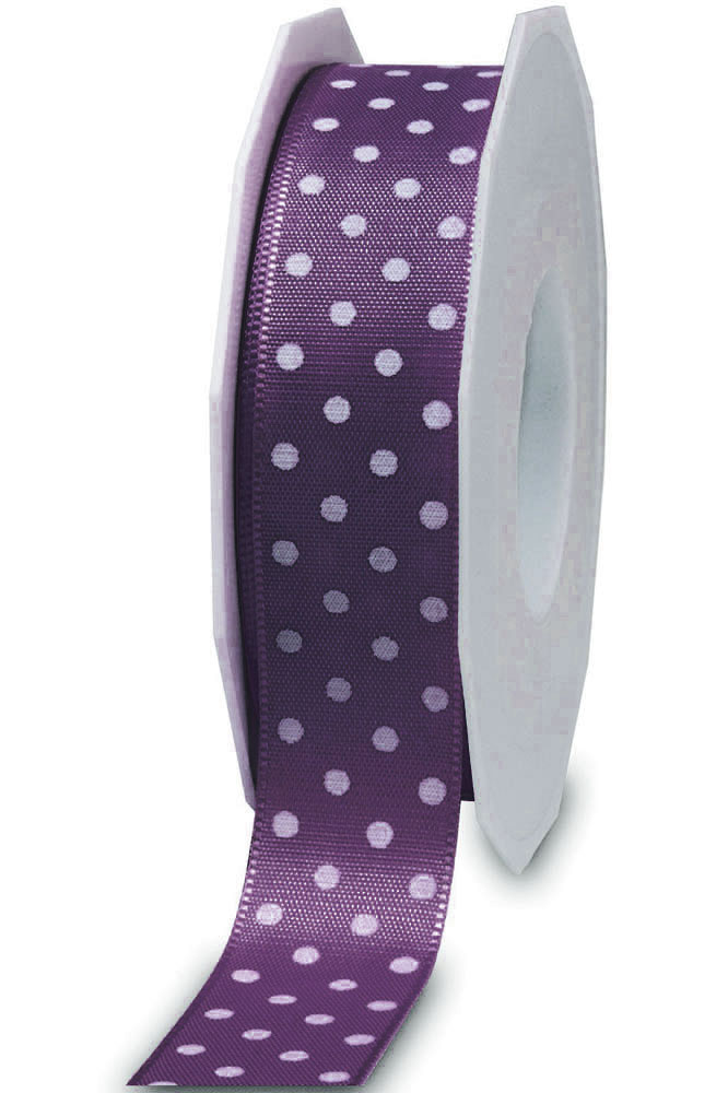 Dots-Flieder-3432520610 Pünktchenband-MINI DOTS, violett: 25mm breit / 20m-Rolle.