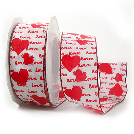 Amore Herzband-AMORE: 40mm breit / 20m-Rolle, mit Drahtkante