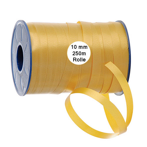 10mm-gold Ringelband: 10mm breit / 250m-Rolle, gold (matt)