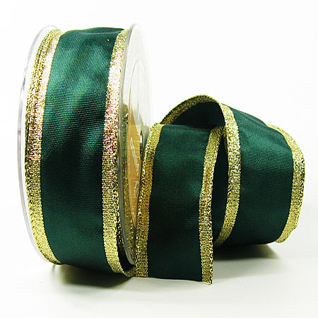 Dekoband Classic: 38mm breit / 25m, tannengrün-gold