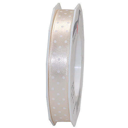 3431520104 Pünktchenband Mini Dots, creme: 15mm breit / 20m-Rolle