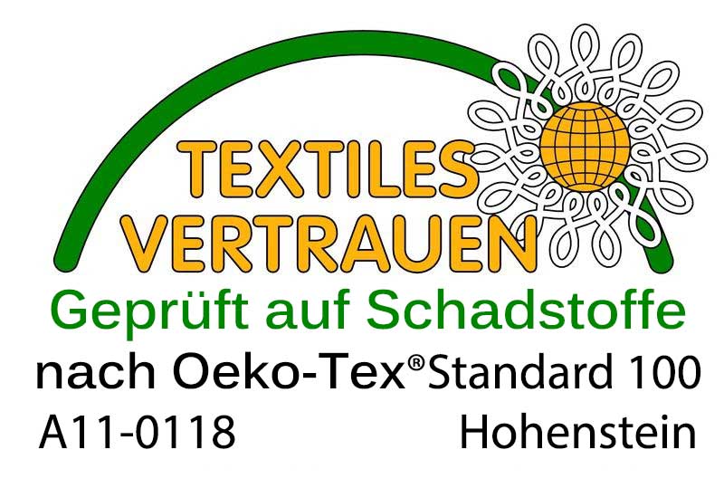 Geprüft auf Schadstoffe, nach Oeko-Tex®Standard 100