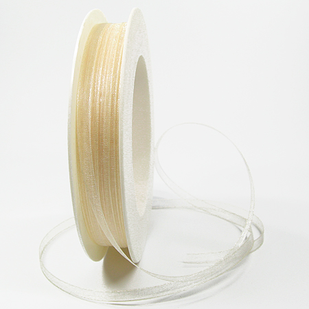 12506106 Organzaband: 5mm breit / 50m-Rolle, creme
