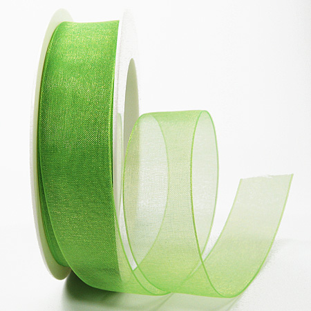 Organzaband, apfelgrün: 25mm breit / 25m-Rolle