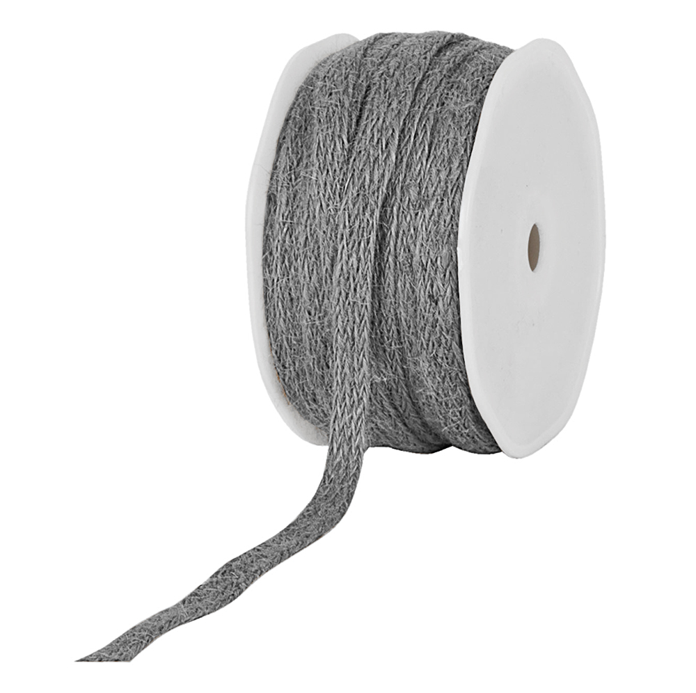 8JUTR1605 Jute-Flechtband, grau: 12mm breit / 20m-Rolle