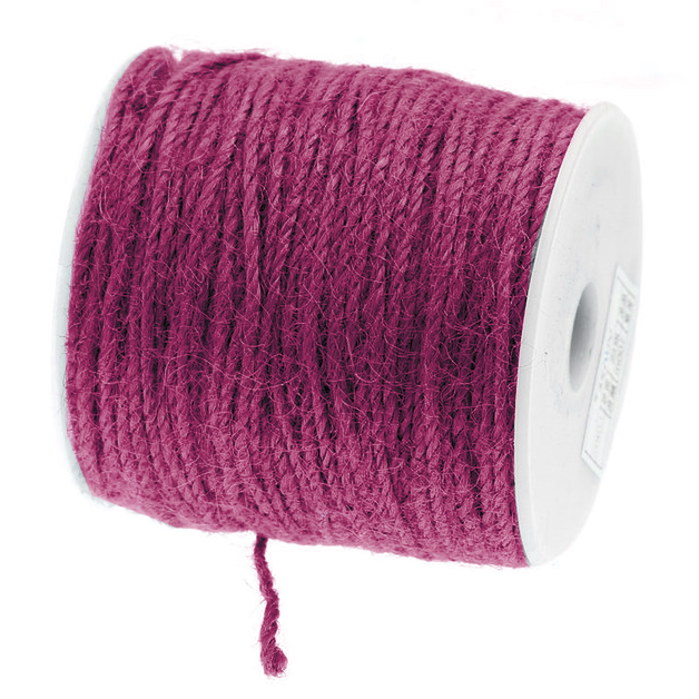 Jutekordel, fuchsia: 2mm breit / 100m-Rolle.