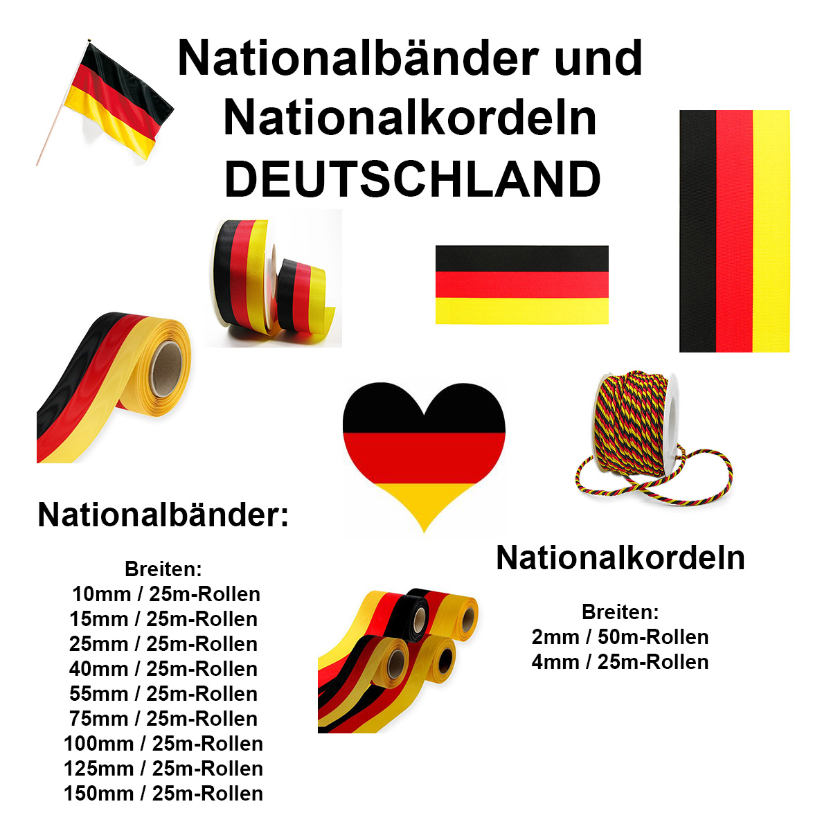 Nationalbänder und Nationalkordeln: DEUTSCHLAND, alle Breiten