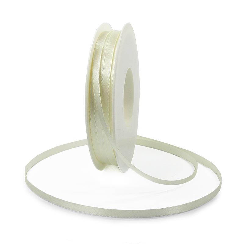 Satinband: 6mm breit / 50m-Rolle, creme.