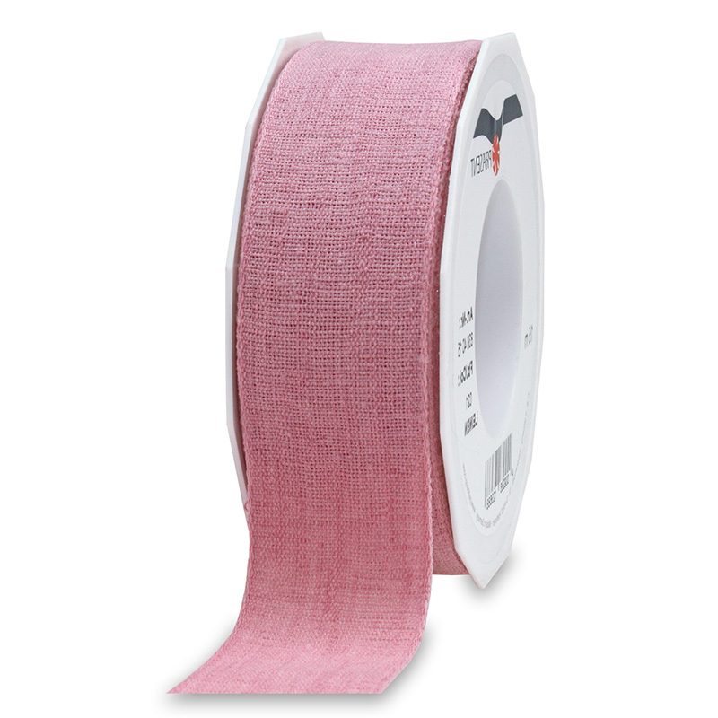 Leinenband rosa: 40mm breit / 15m-Rolle