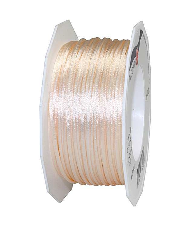 creme-486-03-50-104-Rhein Satinkordel-RHEIN: 3 mm breit - 50-Meter-Rolle, creme