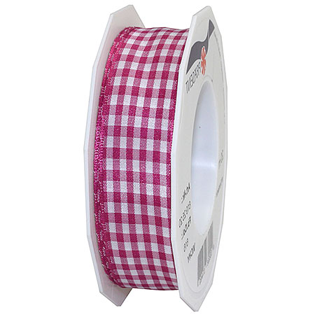 6192520616 Vichy-Karoband, pink-weiss: 25mm breit / 20m-Rolle