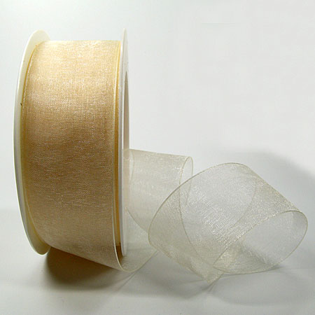1250038106 Organzaband 38mm breit / 25m-Rolle: creme