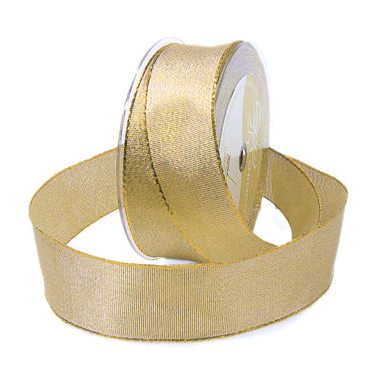 Goldband "BROKAT": 38mm breit / 25m-Rolle, mit Drahtkante.