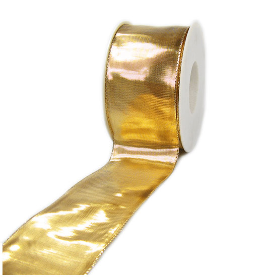 15300-60-04-gold Goldband - GLORY: 60mm breit / 25m-Rolle, mit Drahtkante.